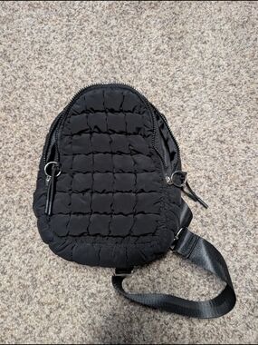 Quilted Black Backpack Convertible Crossbody Bag